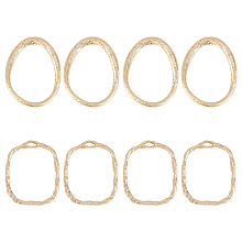 BENECREAT 12 Pcs 3 Styles Real 18k Gold Plated Brass Chain Ring, Oval Earring Pendant, Textured Chain Ring Earring Connection for DIY Jewelry Connector Necklace Bracelet Making