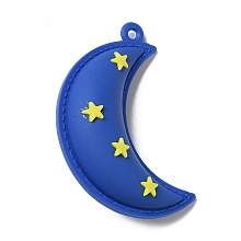 Honeyhandy PVC Plastic Big Pendants, Moon with Star, Royal Blue, 54x31x18mm, Hole: 2.5mm