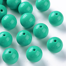 Honeyhandy Opaque Acrylic Beads, Round, Medium Aquamarine, 20x19mm, Hole: 3mm, about 111pcs/500g