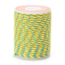 Honeyhandy 4-Ply Polycotton Cord, Handmade Macrame Cotton Rope, for String Wall Hangings Plant Hanger, DIY Craft String Knitting, Green Yellow, 1.5mm, about 4.3 yards(4m)/roll