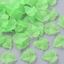 Honeyhandy Autumn Theme Transparent Frosted Acrylic Pendants, Maple Leaf, Light Green, 24x22.5x3mm, Hole: 1mm, about 1312pcs/500g