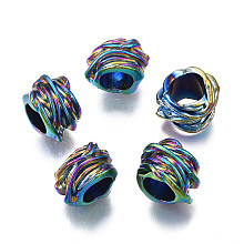 Honeyhandy Rack Plating Rainbow Color Alloy European Beads, Large Hole Beads, Cadmium Free & Nickel Free & Lead Free, Column, 11.5x16x13mm, Hole: 8mm