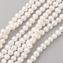 Honeyhandy Grade AA Natural Cultured Freshwater Pearl Beads Strands, Potato, Seashell Color, 7~8x6~7mm, Hole: 0.5mm, about 55pcs/strand, 14.1 inch(36cm)