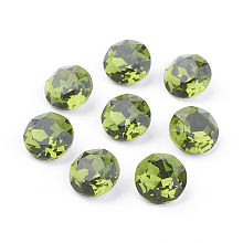 Honeyhandy Pointed Back & Back Plated K9 Glass Rhinestone Cabochons, Grade A, Faceted, Flat Round