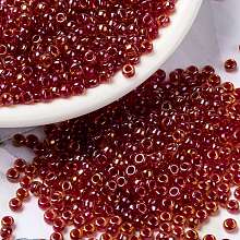 MIYUKI Round Rocailles Beads, Japanese Seed Beads, (RR3528) Fancy Lined Siam, 8/0, 3mm, Hole: 1mm, about 2111~2277pcs/50g