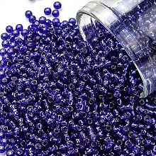 TOHO Round Seed Beads, Japanese Seed Beads, (28) Silver Lined Cobalt, 11/0, 2.2mm, Hole: 0.8mm, about 5555pcs/50g