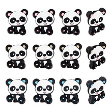 CHGCRAFT 12Pcs 3Colors Panda Silicone Beads Animals Silicone Beads Cartoon Animal Beads for DIY Jewelry Necklace Keychain Bracelet Phone Case