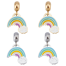 UNICRAFTALE 4Pcs 2 Colors Rainbow Charms Enamel Pendant 304 Stainless Steel Rainbow Pendant Cloud Charms European Large Hole Rainbow Jewelry Pendant Earring Pendants for Jewelry Making