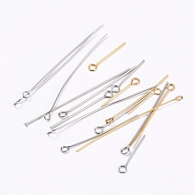 Honeyhandy Stainless Steel Eye Pins, Mixed Style, Mixed Color, 21 Gauge, 20~50x0.7mm, Hole: 1mm