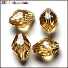 Honeyhandy Imitation Austrian Crystal Beads, Grade AAA, Faceted, Bicone, Gold, 8x11mm, Hole: 0.9~1mm