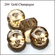 Honeyhandy Imitation Austrian Crystal Beads, Grade AAA, Faceted, Flat Round, Gold, 8x3.5mm, Hole: 0.9~1mm