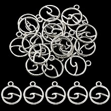 Honeyhandy 20Pcs Tibetan Style Alloy Charms, Flat Round, Cadmium Free & Lead Free, Antique Silver, 14.5x12x1.5mm, Hole: 1.6mm