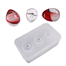 Honeyhandy DIY Silicone Pendant Molds, Resin Casting Molds, For UV Resin, Epoxy Resin Jewelry Making, Egg, White, 114x70x34mm, Inner Diameter: 16mm/20mm/25mm