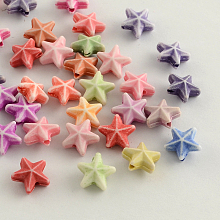 Honeyhandy Craft Style Colorful Acrylic Beads, Starfish/Sea Stars, Mixed Color, 10x10x5mm, Hole: 2mm, about 230pcs/50g