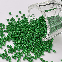 FGB 11/0 Baking Paint Glass Seed Beads, Round, Medium Sea Green, 2.3x1.5mm, Hole: 1mm, about 5300pcs/50g