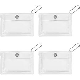 WADORN 4 Pieces Clear Coin Wallet Transparent PVC Card Holder Universal Mini Change Pouch with Snap Rectangle Card Case for Creadit Card Business Card Storage Organizer, 4.5x3.1 Inch, Clear