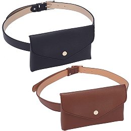 WADORN 2 Sets Leather Waist Bag, PU Leather Belt Fanny Pack Fashion Removable Waist Pouches Women Portable Small Waist Purse with Adjustable Belt for Festival Party Running Shopping Travel Use