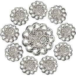 GORGECRAFT 10Pcs Rhinestone Buttons Sew On Flower Rhinestones Crystal Button Flower Shape Decorative Buttons Applique Embellishments in Clothes DIY Jewelry Decoration for Wedding Party Bouquet