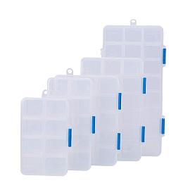 BENECREAT 5 Pack-Mixed Size Jewelry Dividers Box Organizer Adjustable Clear Plastic Bead Case Storage Container (24/18/15/10/8 Grids)