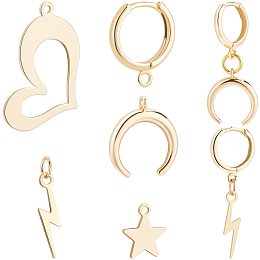 BENECREAT 18PCS 18K Gold Plated Brass Jewelry Pendant 5 Mixed Shape Gold Earring Findings Dangle Charms for Earring Necklace Jewelry Making