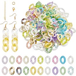 PandaHall Elite 222pcs DIY Earring Making Kit, Link Dangle Earrings Link Bracelet Making Set Colorful Acrylic Linking Rings Open Link Connectors for Women Earrings Jewelry Making Handicrafts