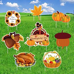 FINGERINSPIRE 8Pack Happy Thanksgiving Day Yard Signs with Stakes Thanksgiving Day Themed Outdoor Lawn Decorations Signs Home Party Props Signs for Outside Garden Lawn Yard Home Lawn Decorations