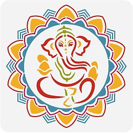 BENECREAT Ganesha Drawing Painting Stencils, Indian Elephant Stencils Template for Painting on Scrapbook, Album, Wood, Floor, Wall and Tile, 12x12"