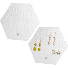 PandaHall Elite 2pcs 28-Hole Earring Display Stands White Acrylic Earring Organizer Holder Hexagon Jewelry Display Props for Showcase Store Marketing Small Business Dangle Ear Studs 2.8x1.4x6.7 inch