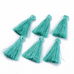 Honeyhandy Polyester Tassel Pendant Decorations, Aquamarine, 30~35mm