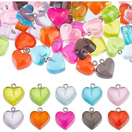 SUNNYCLUE 1 Box 100Pcs 10 Colors Heart Resin Charms Love Resin Charm Sweet Romantic Happiness Charm for Jewelery Making Charms Women Adults DIY Valentine's Day Chrismas Wedding Gifts Craft Supply