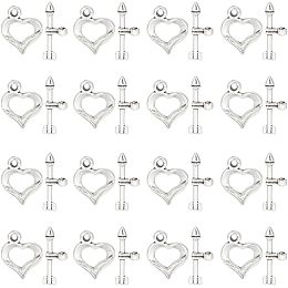 SUNNYCLUE 1 Box 80 Sets Toggle Clasps Valentine's Day Antique Silver Toggle Clasp Heart & Arrow OT Clasp T-bar Closure Clasps Love Heart Closure Connector Alloy Metal Clasp Charms for Jewelry Making