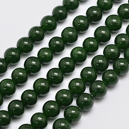 Honeyhandy Natural & Dyed Malaysia Jade Bead Strands, Imitation Taiwan Jade, Round, Dark Olive Green, 8mm, Hole: 1.0mm, about 48pcs/strand, 15 inch