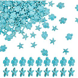 arricraft About 118 Pcs Turquoise Beads, Starfish & Tortoise Shape Turquoise Beads Dyed Sea Theme Beads for Bracelet Necklace Jewelry Making