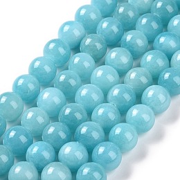 Honeyhandy Natural Mashan Jade Round Beads Strands, Dyed, Dark Cyan, 6mm, Hole: 1mm, about 69pcs/strand, 15.7 inch