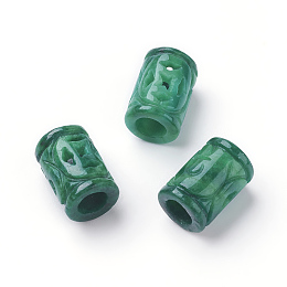 Honeyhandy Natural Myanmar Jade/Burmese Jade European Beads, Large Hole Beads, Dyed, Column, 14x10mm, Hole: 5mm