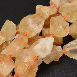 Honeyhandy Nuggets Natural Citrine Beads Strands, 16~38x9~25x10~25mm, Hole: 1mm, about 15~17pcs/strand, 15.5 inch