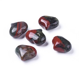 Honeyhandy Natural African Bloodstone Beads, Heliotrope Stone Beads, No Hole/Undrilled, Heart, 20x25x11~13mm