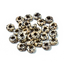 Honeyhandy Natural Dalmatian Jasper European Beads, Large Hole Beads, Rondelle, 12x6mm, Hole: 5mm