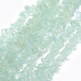 Honeyhandy Glass Beads Strands, Imitation Aquamarine, Chip, Pale Turquoise, 5~8mm, Hole: 1mm, about 33 inch(84cm)