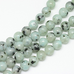 Honeyhandy Natural Sesame Jasper/Kiwi Jasper Bead Strands, Round, 10~11mm, Hole: 1mm, about 39pcs/strand, 15.7 inch