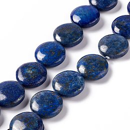 Honeyhandy Natural Lapis Lazuli Beads Strands, Dyed, Flat Round, 19.5~20.5x7~8mm, Hole: 1mm, about 20pcs/strand, 15.55''~15.98''(39.5~40.6cm)