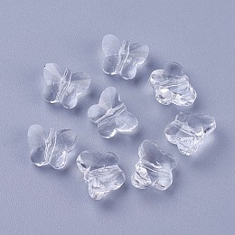 Honeyhandy Transparent Glass Beads, Faceted, Butterfly, Clear, 8x10x5.5mm, Hole: 1mm