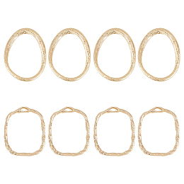 BENECREAT 12 Pcs 3 Styles Real 18k Gold Plated Brass Chain Ring, Oval Earring Pendant, Textured Chain Ring Earring Connection for DIY Jewelry Connector Necklace Bracelet Making