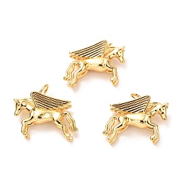 Honeyhandy Brass Charms, Long-Lasting Plated, Unicorn with Wing, Real 18K Gold Plated, 13x16x3mm, Hole: 3mm, Jump Ring: 5x0.8mm