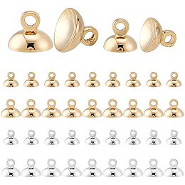 PandaHall Elite Pendant Bails Cap, 40pcs 4 Styles Brass Bead Cap Pendant Bails Ball Pendant End Cap Beads Caps Clasp Dangle Charm Round Bails with Loop Findings for Earring Necklace Jewelry DIY Craft