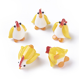 Arricraft Home Decorations, Handmade Lampwork Display Decorations, Chick, Goldenrod, 14~19x18~20x19~21mm