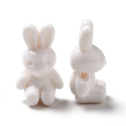 Honeyhandy Opaque Acrylic Beads, Rabbit, White, 24.5x14x11mm, Hole: 2.5mm, about 320pcs/500g