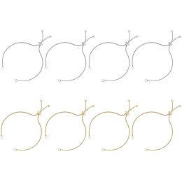 UNICRAFTALE 8pcs 9 Inches 2 Colors Adjustable Slider Bracelets Metal Hypoallergenic Bracelet Extender Chains with Ball Ends for DIY Bracelet Jewelry Making Golden and Stainless Steel Color