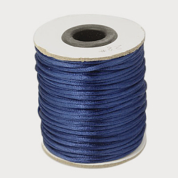 Honeyhandy Nylon Cord, Satin Rattail Cord, for Beading Jewelry Making, Chinese Knotting, Steel Blue, 2mm, about 50yards/roll(150 feet/roll)