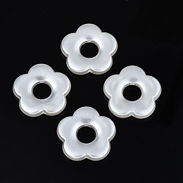 Honeyhandy ABS Plastic Imitation Pearl Beads, Flower, Creamy White, 26x27x5mm, Hole: 1.8mm, about 240pcs/500g